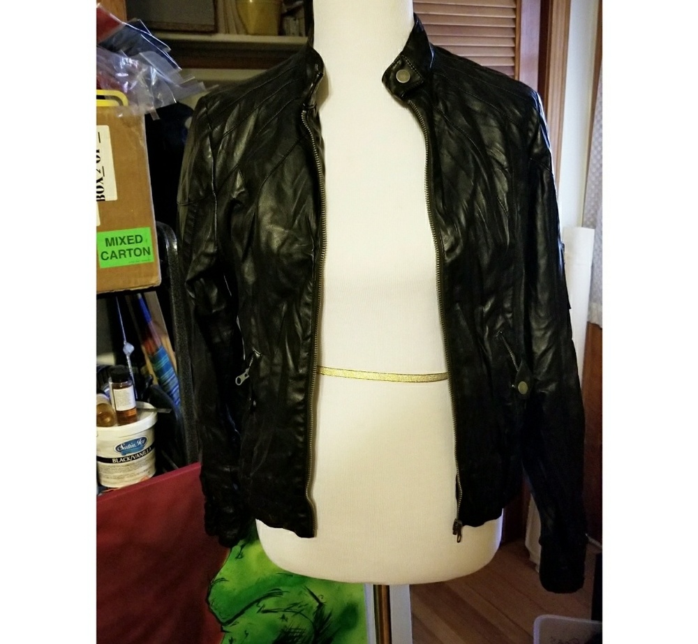 Black Pleather Moto Jacket - Picture 2 of 5